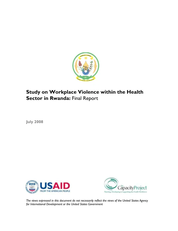Study on workplace violence within the health sector in Rwanda : final report