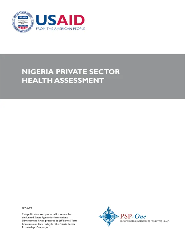 Nigeria private sector health assessment.