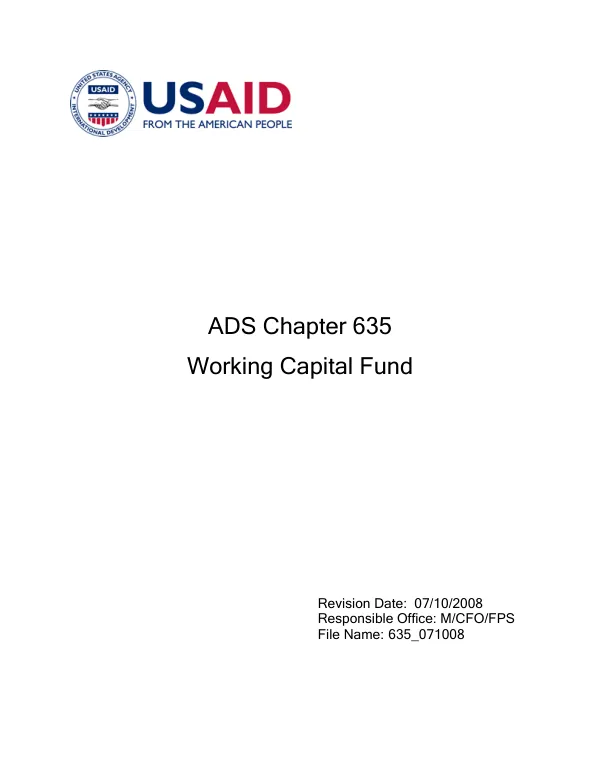 ADS chapter 635 : working capital fund