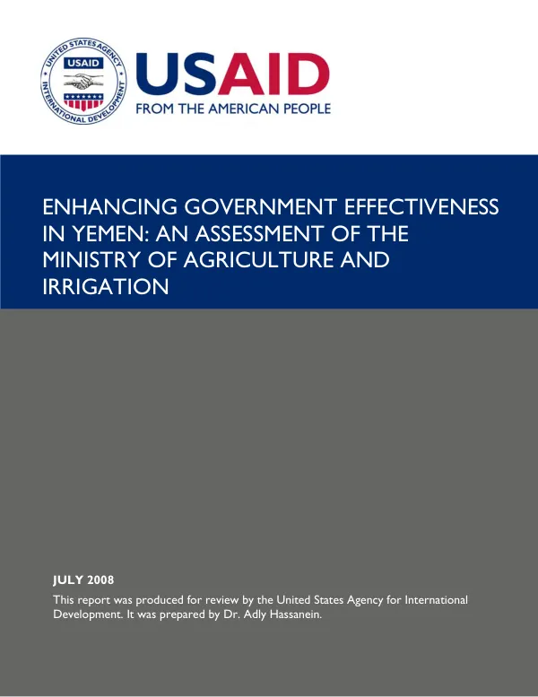 Enhancing government effectiveness in Yemen : an assessment of the Ministry of Agriculture and Irrigation