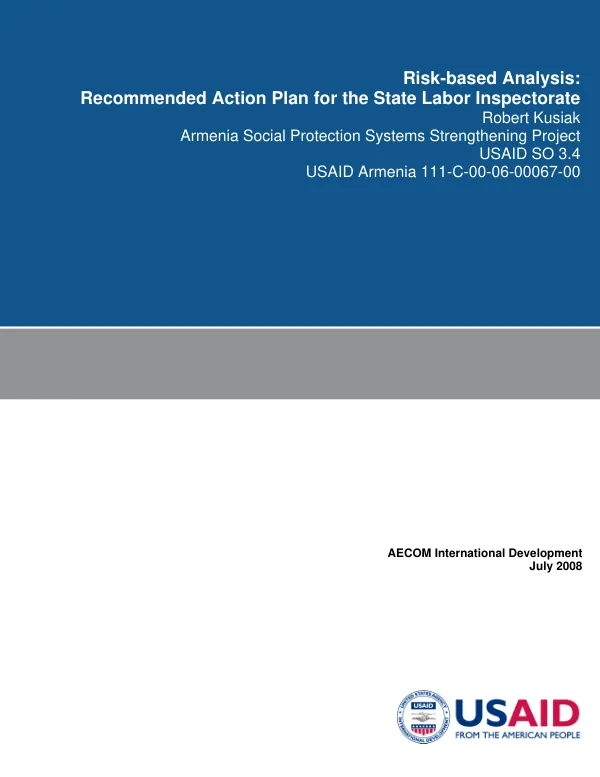 Risk-based analysis : recommended action plan for the state labor inspectorate