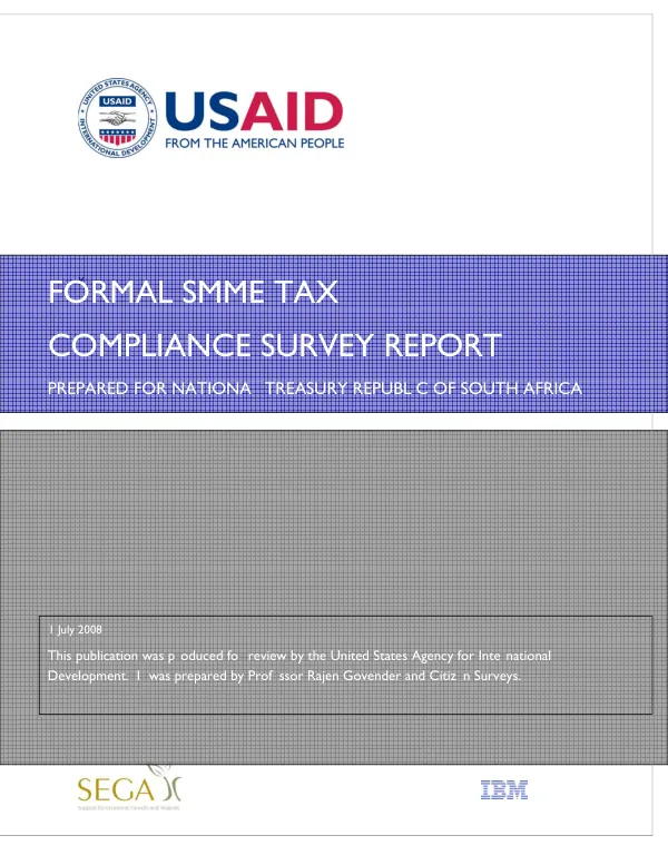 Formal SMME tax compliance survey report : prepared for the national treasury, Republic of South Africa