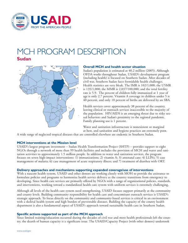 MCH program description : Sudan