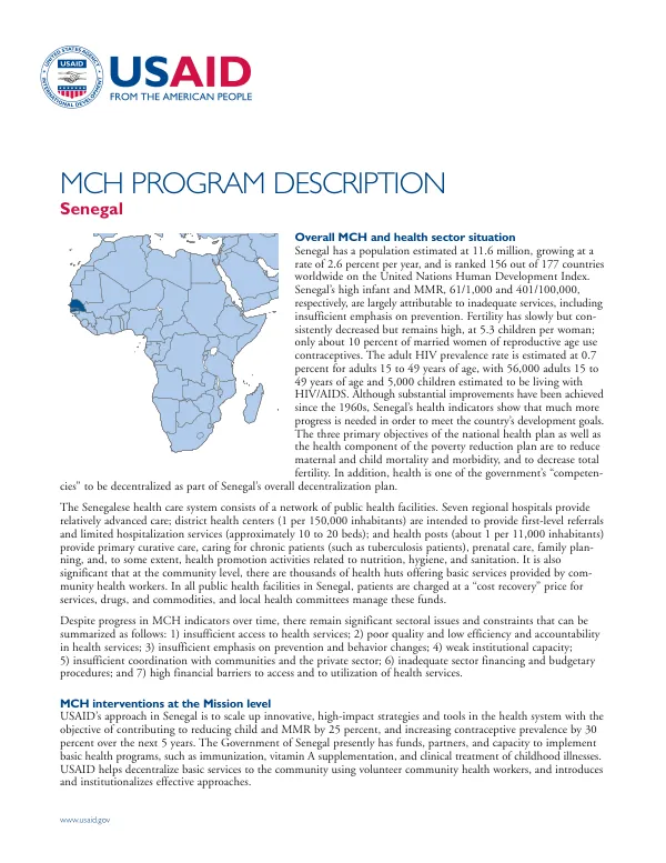 MCH program description : Senegal