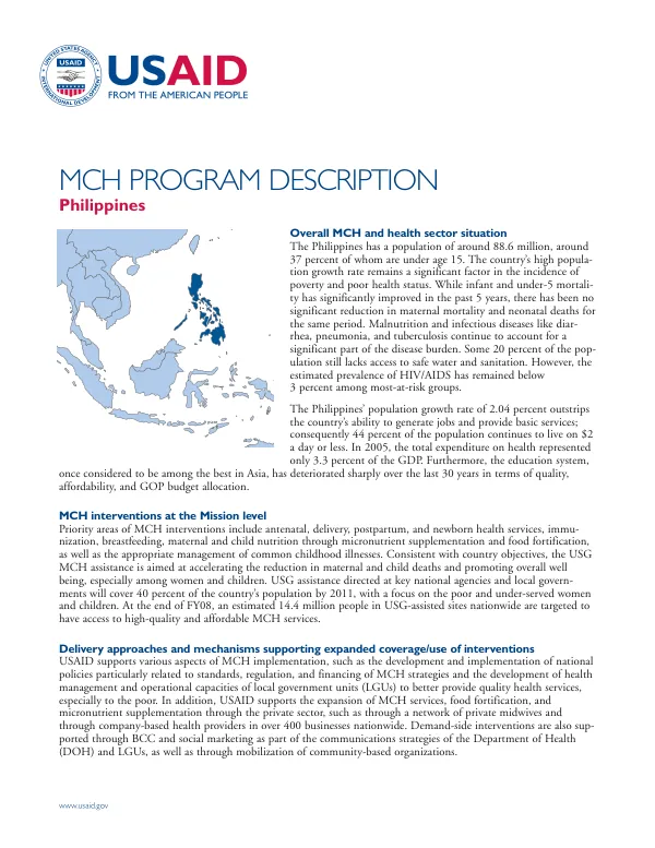 MCH program description : Philippines