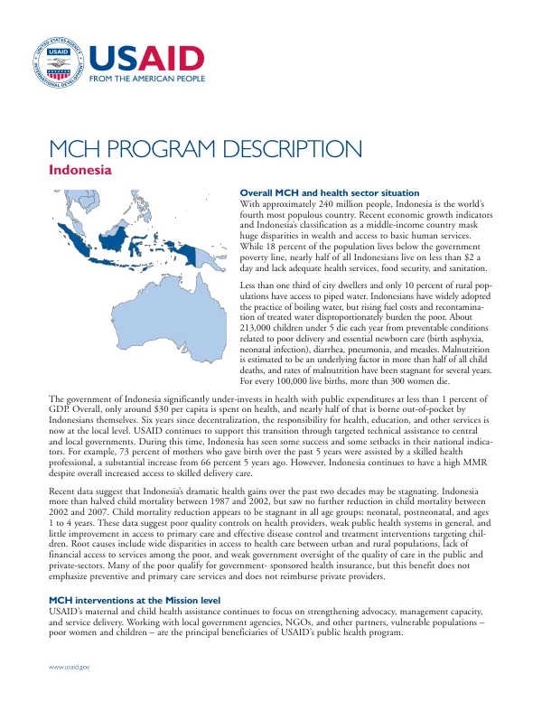 MCH program description : Indonesia