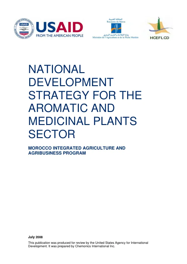 National development strategy for the aromatic and medicinal plants sector : Morocco integrated agriculture and agribusiness program