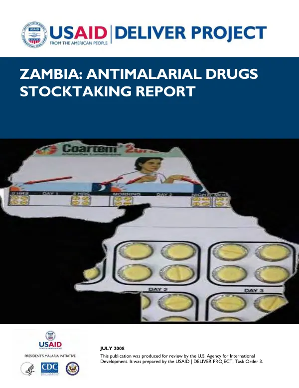 Zambia : antimalarial drugs stocktaking report