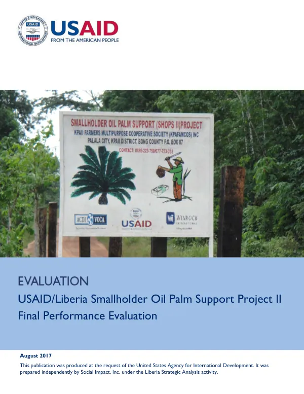 Smallholder oil palm support project (SHOPS II) final performance evaluation : final report