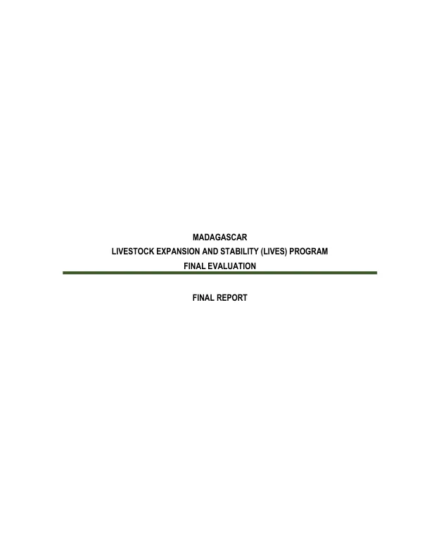 Madagascar livestock expansion and stability (LIVES) final evaluation