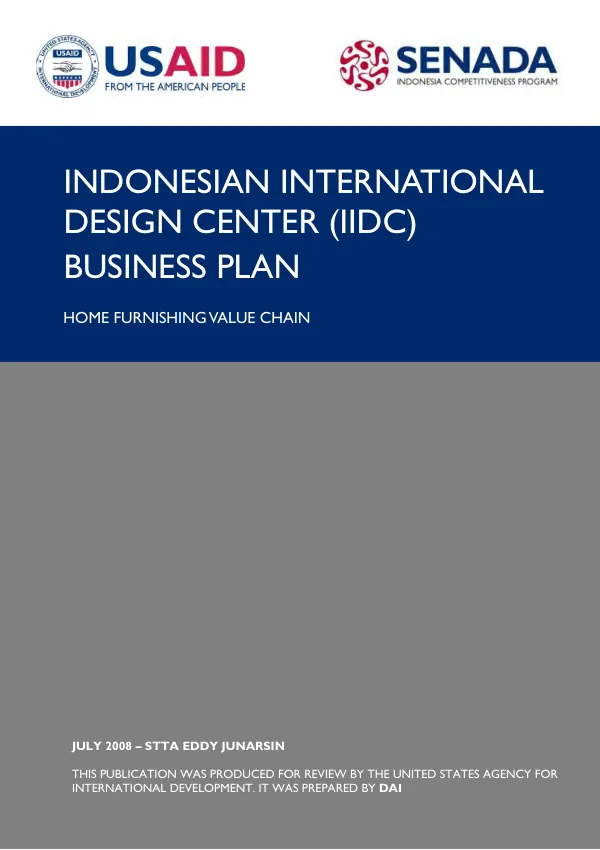 Indonesian International Design Center (IIDC) : business plan, home furnishing value chain