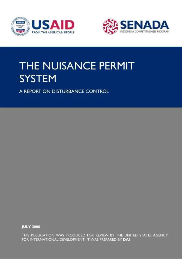 The nuisance permit system : a report on disturbance control