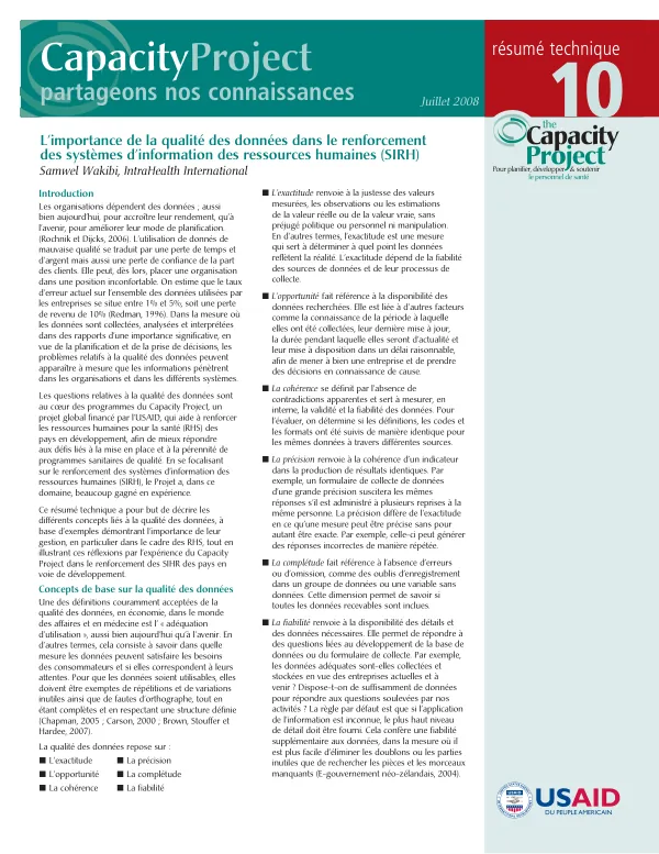 L"importance de la qualite des donnees dans le renforcement des systemes d"information des ressources humaines (SIRH)