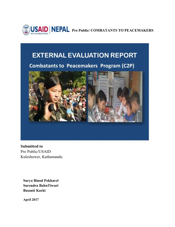 External evaluation report : combatants to peacemakers program (C2P)