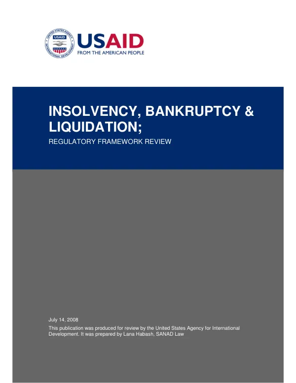 Insolvency, bankruptcy & liquidation : regulatory framework review