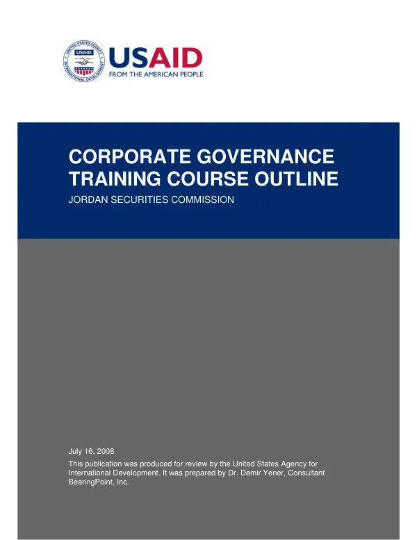 Corporate governance training course outline : Jordan Securities Commission