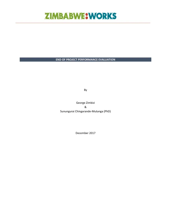 Zimbabwe:works : end of project performance evaluation