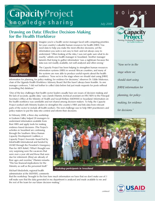 Drawing on data : effective decision-making for the health workforce