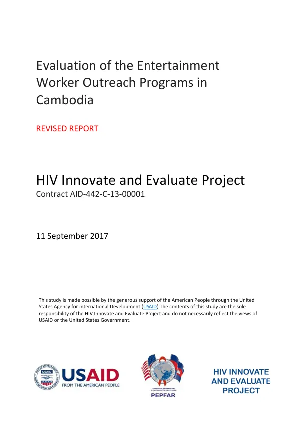 Evaluation of the entertainment worker outreach programs in Cambodia