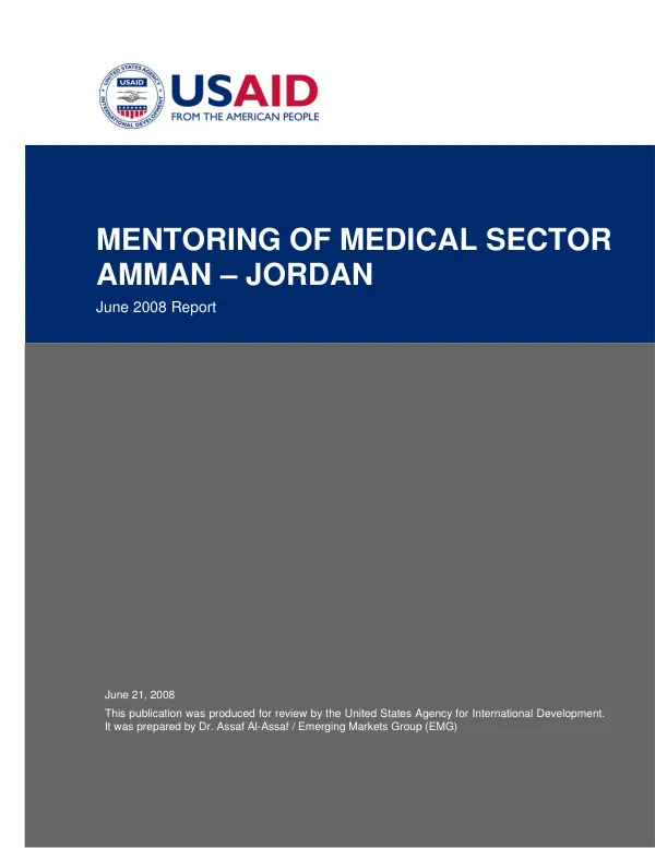 Mentoring of medical sector Amman - Jordan : June 2008 report