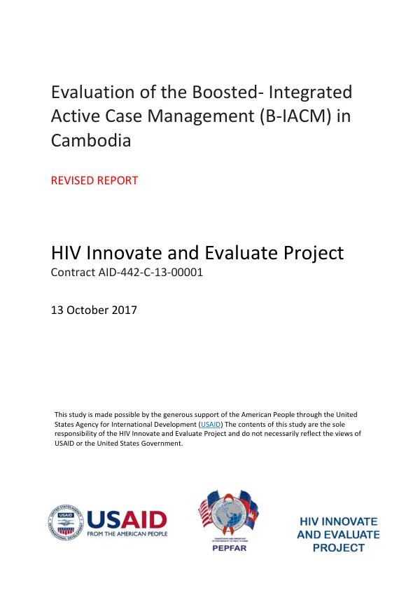 Evaluation of the boosted-integrated active case management (B-IACM) in Cambodia