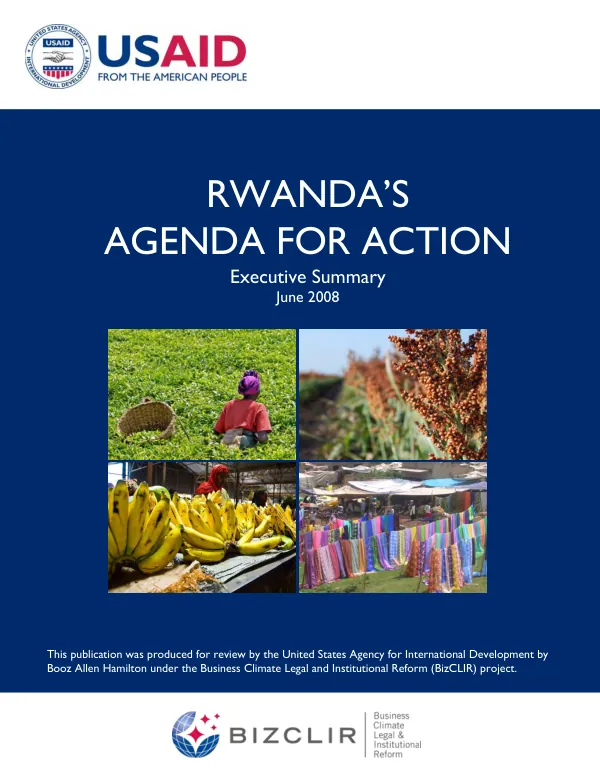 Rwanda"s agenda for action : executive summary agriculture sector