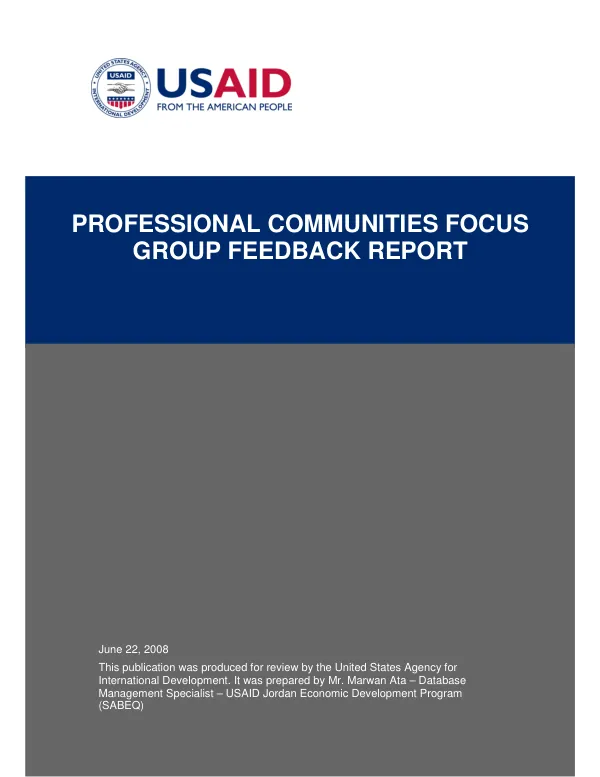 Professional communities focus group feedback report