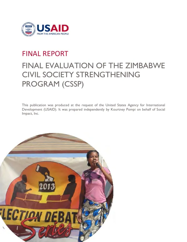 Final report : final evaluation of the Zimbabwe civil society strengthening program (CSSP)