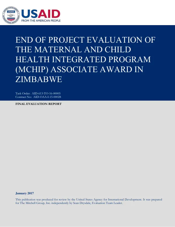 End of project evaluation of the maternal and child health integrated program (MCHIP) associate award in Zimbabwe