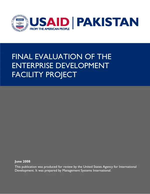 Final evaluation of the enterprise development facility project