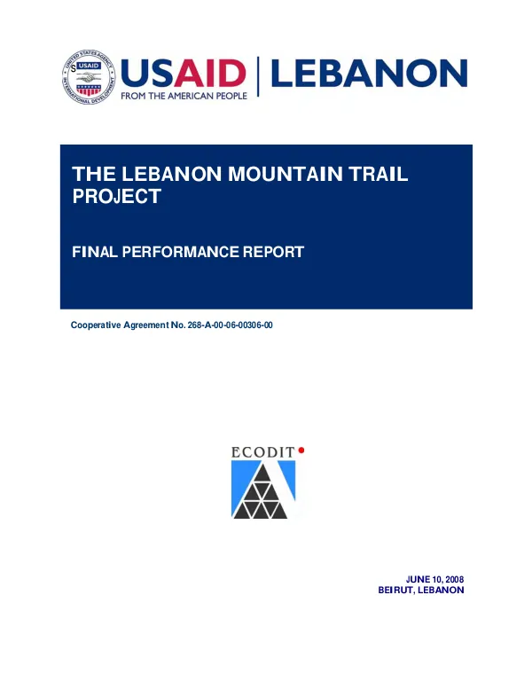 The Lebanon mountain trail project : final performance report