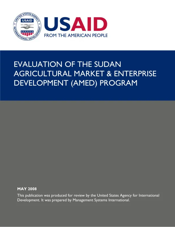 Evaluation of the Sudan agricultural market & enterprise development (AMED) program