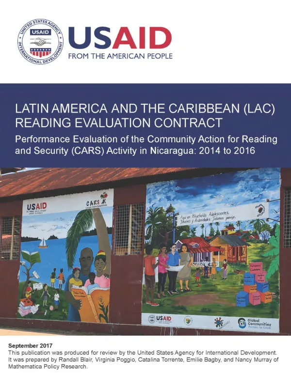 Performance evaluation of the community action for reading and security (CARS) activity in Nicaragua : 2014 to 2016