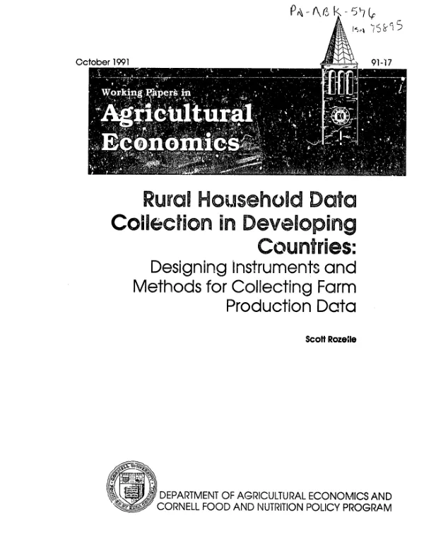 Rural household data collection in developing countries : designing instruments and methods for collecting farm production data
