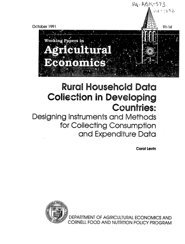 Rural household data collection in developing countries : designing instruments and methods for collecting consumption and expenditure data