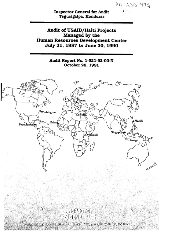 Audit of USAID/Haiti projects managed by the Human Resources Development Center : July 21, 1987 to June 30, 1990