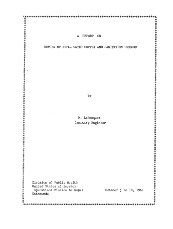 A report on review of Nepal water supply and sanitation program