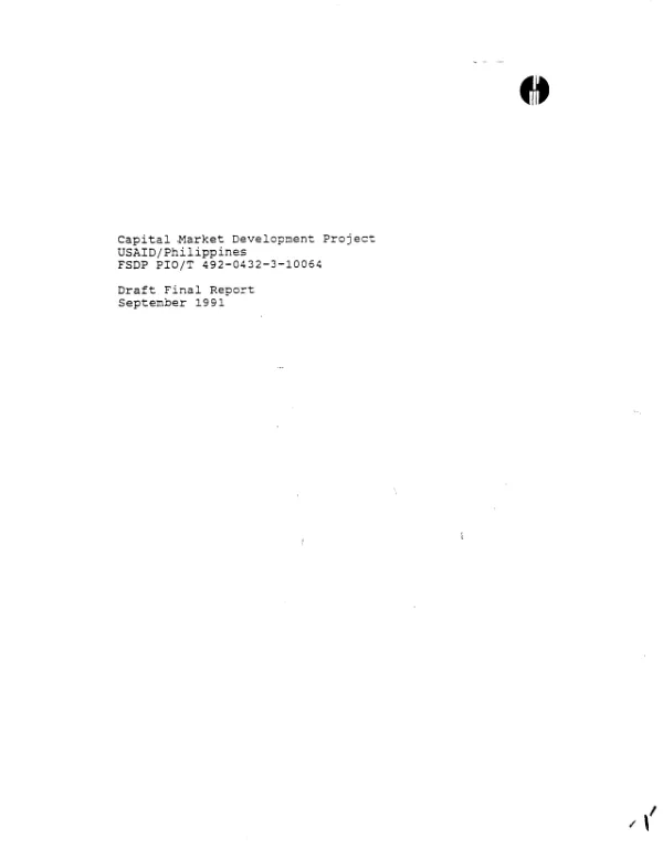 Capital market development project : USAID/Philippines -- draft final report