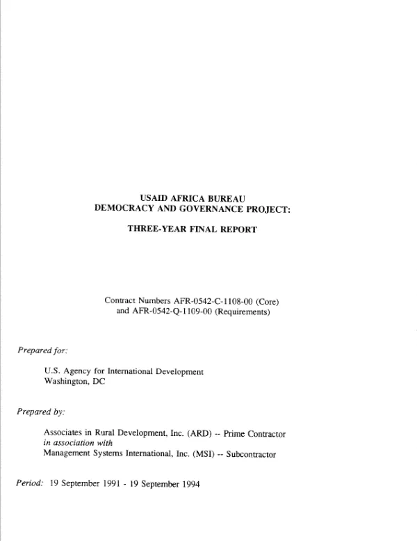 USAID Africa Bureau democracy and governance project : three-year final report