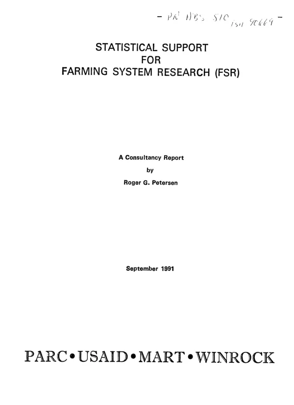 Statistical support for farming systems research (FSR)