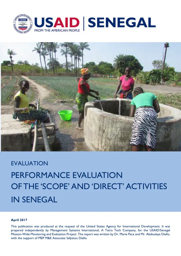 Performance evaluation of the "SCOPE" and "DIRECT" activities in Senegal