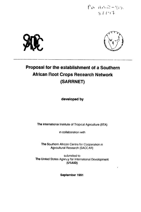 Proposal for the establishment of a Southern African root crops research network (SARRNET)