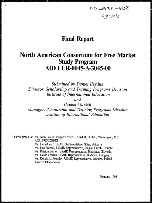 AID grant no. PDC-0230-G-00-1062-00 to the League of Women Voters Education Fund for a program in development education