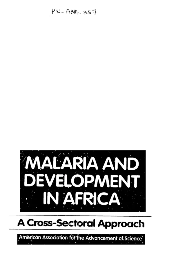 Malaria and development in Africa : a cross - sectoral approach