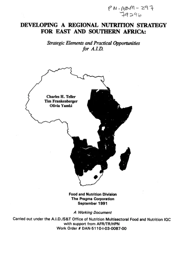 Developing a regional nutrition strategy for East and Southern Africa : strategic elements and practical opportunities for A.I.D.
