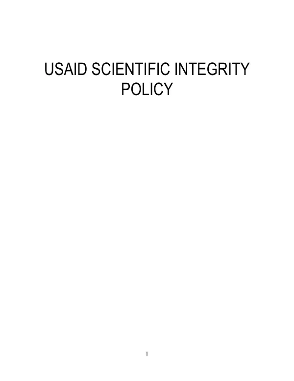 USAID scientific integrity policy