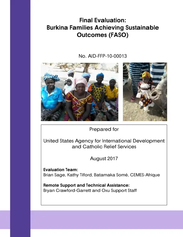 Final evaluation : Burkina families achieving sustainable outcomes (FASO)