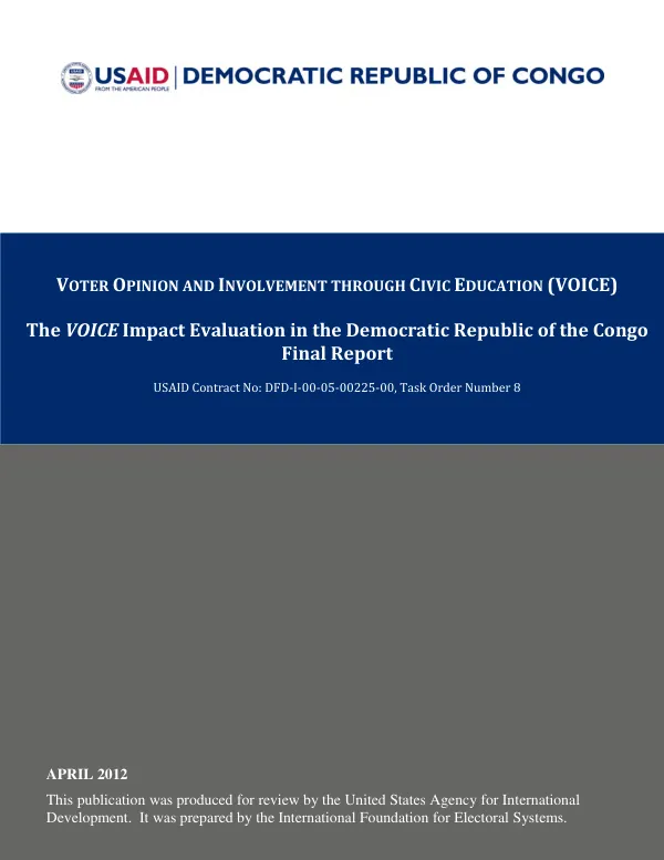 The VOICE impact evaluation in the Democratic Republic of the Congo : final report