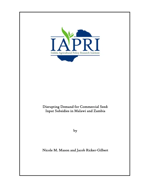Disrupting demand for commercial seed : input subsidies in Malawi and Zambia