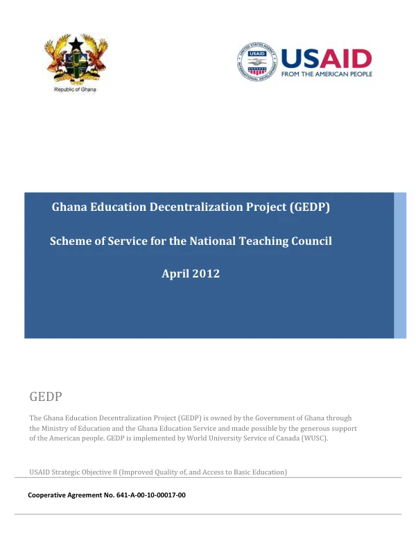 Ghana education decentralization project (GEDP) : scheme of service for the National Teaching Council
